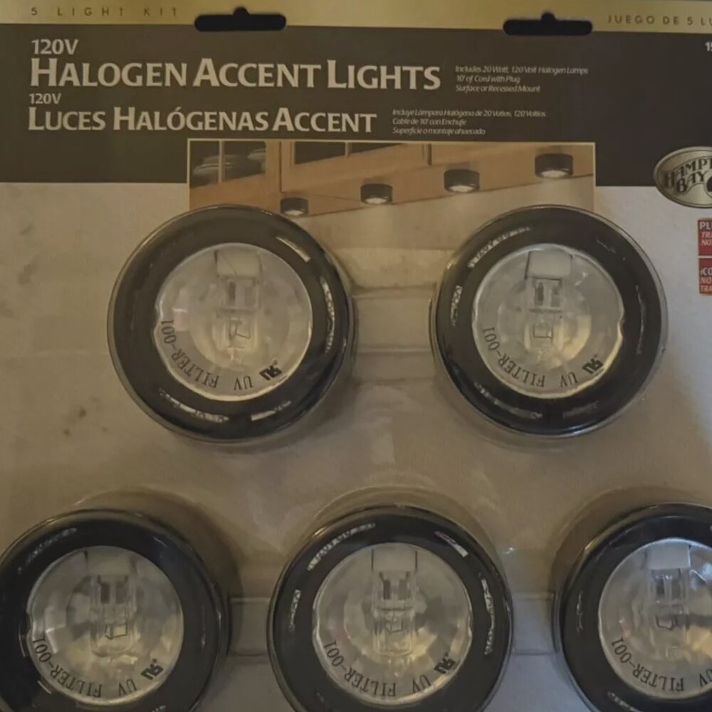 Hampton Bay Halogen Accent Lights 120V 5-Pack Accent Light Set Black